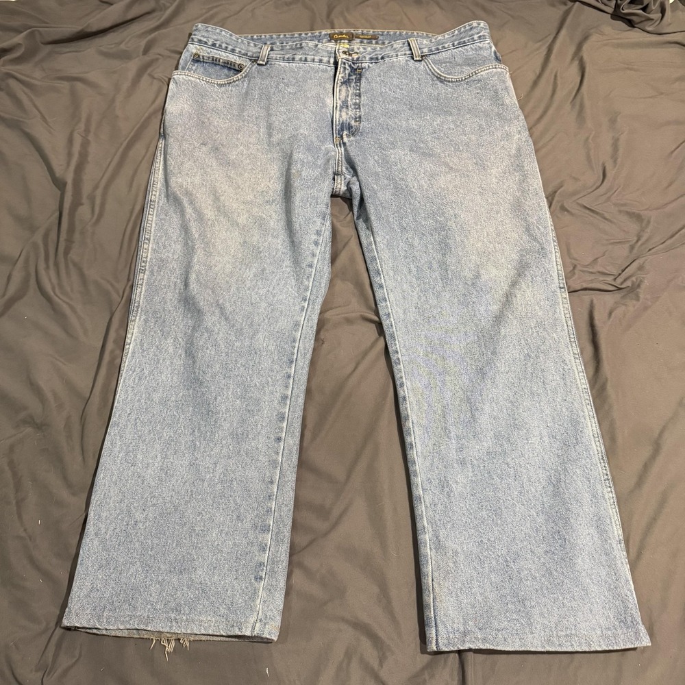 Cabela's Jeans Mens 42x30 Blue Classic Fit Straight Light Wash Denim Distressed‎